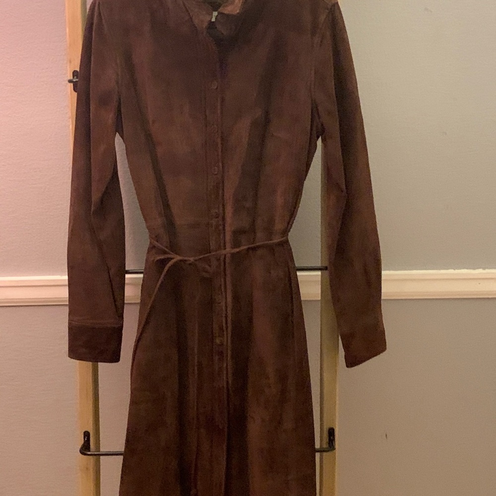 Lord &Taylor brown Suede buttoned down dress